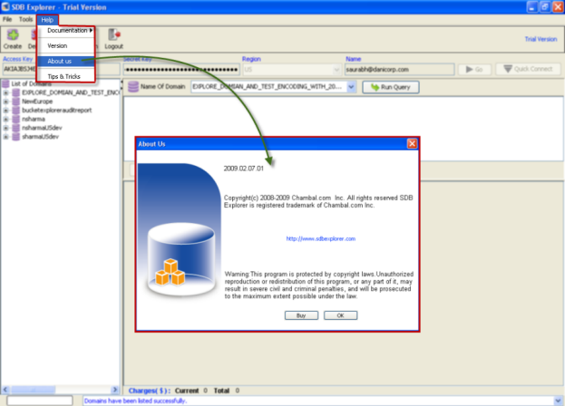 SimpleDB - SDB Explorer About Us - ScreenShot